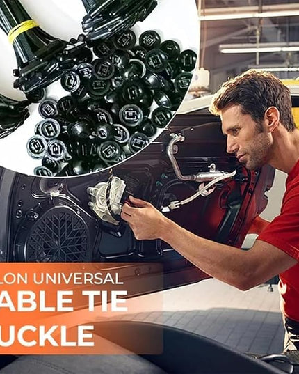 Nylon Universal Cable Tie Buckle, Heavy Duty Self-Locking Nylon Zip Ties Holder, New Multifunctional Cable Tie Buckle for Car Daily Repair (20pcs)