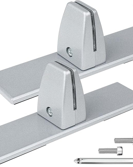 2 Packs Sneeze Guard Clamp Bracket, Sneeze Guard Shield Base for Countertop, Stick On Heavy Duty Auminum Partition Guard Clamp, Panel Support Clamps Stand for Clear Acrylic Desktop Counter Reception