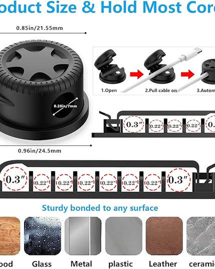 ELII 328Pcs Cable Management Kit, 8 Magnetic Cable Holder,69Adhesive Cable Clips,4 Cable Sleeve Split,22Reusable Cable Strap,200 Nylon Cable Zip Ties with 25 Mounts TV Office (Black)