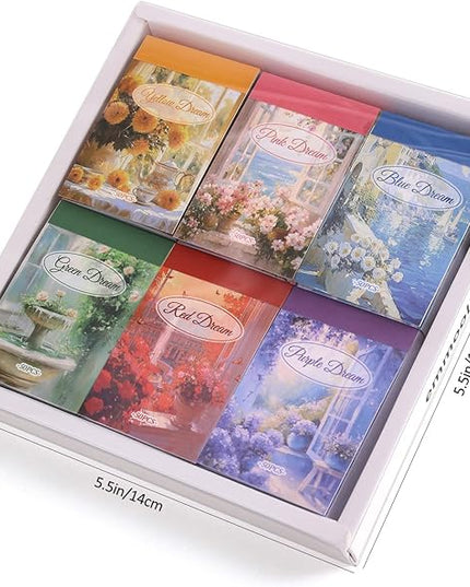 6 Sets 300 Pcs Washi Stickers Set Colorful Dreams Sticker Book for Journaling, DIY Decorative Paper Sticker Decals for Bullet Journal Art Scrapbooking Diary Card Craft Gift Album Notebook Stationery