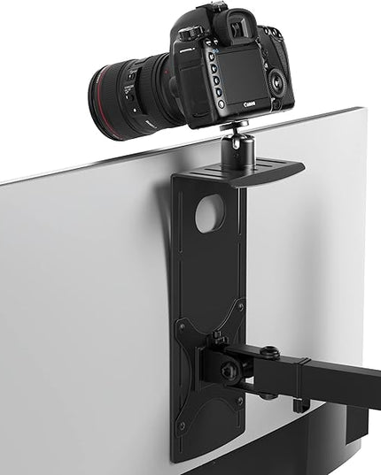 HumanCentric DSLR Monitor Mount Small, Desk Camera Mounting, Light Webcam, Microphone Shelf for Monitor VESA Arm, Replace Clamp Tripods, 100x100mm Patterns, Aluminum, Hardware Included