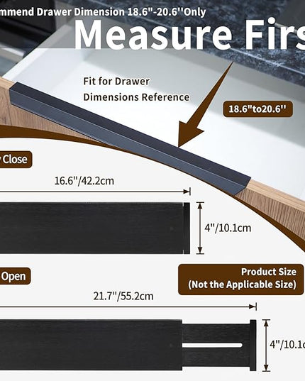 Utoplike Bamboo Drawer Dividers Large, 4'' High Adjustable Kitchen Drawers Organizers for Clothing, Spring Loaded, Works in Bathroom, Dresser, Desk, 4 PCS, Black