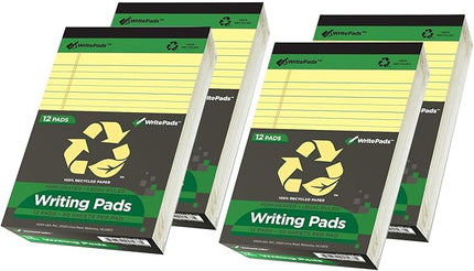 KAISA Legal Pad Writing Pads, 5"x8" Legal Ruled, 8.5"x11.75" Wide Ruled, 56GSM Paper Notepads, 12pads (Canary 48pad, 5x8inch)