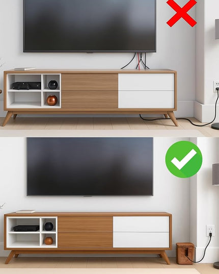 Extra Large Cable Management Box - Acacia Wood - Cable Organizer Box and Power Strip Box for Electrical Cord Management - Hide Desk Cord and Floor Cables - Wire Storage and Organization for Cords