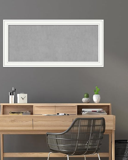 Amanti Art White Framed Magnetic Board 25x53 Oversize Vision Board for use with Magnets, 100% Metal Sheet to Display Items as Office Decor or for Home Organization in mudroom, Kitchen or Kids Room