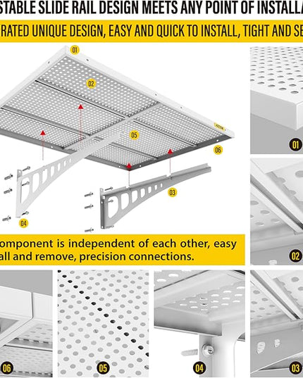 2-Pack 2x3ft Adjustable Garage Wall Shelving 560lbs Load Capacity Heavy Duty Wall Mounted Storage Shelf Metal Floating Shelves for Garage(White)