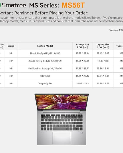 Smatree MS56T Hard EVA Protective Sleeve with Stand for 14 inch HP Pavilion Plus 14t-eh100/14-eh1047nr, for 14 inch ZBOOK Firefly G11/G11 A/G10/G9, for HP mt645 G8/Dragonfly Pro Laptop,Green