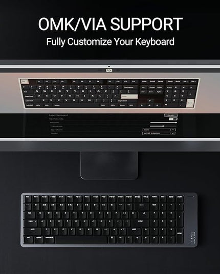 LOFREE Flow2 Low-Profile Mechanical Keyboard, Aluminum Alloy with Pulse Tactile Switches, Rechargeable Wireless Keyboards with 3 Mode Connections for Windows, macOS (Space Gray, 68 Keys)