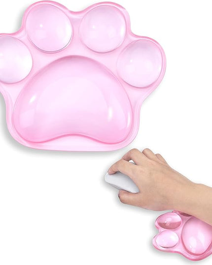 Ergonomic Pink Cat Paw Silicone Wrist Rest Pad for Mouse, Computer Mouse Wrist Support for Arm Pain Relief, Pink Cat Paw Hand Wrist Cushion for Home and Office Working Gaming Anti-Fatigu