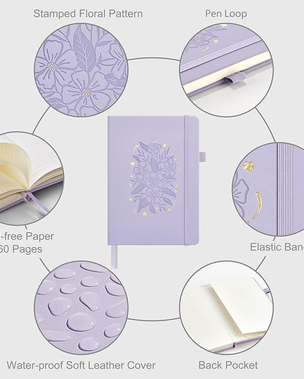 &And Per Se Lined Journal Notebook for Women&Men with Pattern, 160 Pages 100GSM Thick Paper, A5 Hardcover Journals for Writing(Lavender)