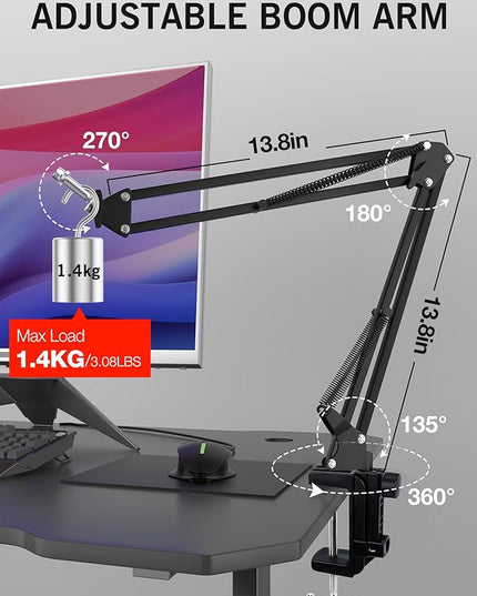 For HyperX QuadCast 2 Boom Arm - Mic Arm Compatible with Hyper x QuadCast, Microphone Boom Arm with Cable Ties, Improve Sound Quality, Mic Boom Arm for Hyperx QuadCast by SUNMON