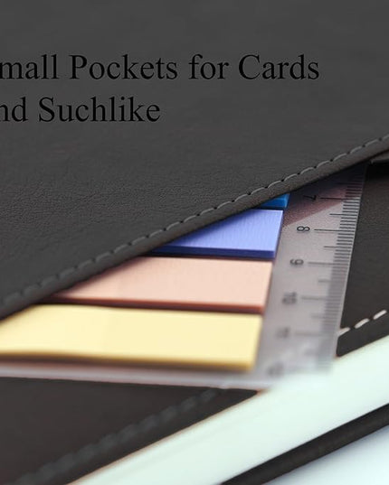 SLFreMint Premium Hardcover A5 Notebook with Pen and Pen Holder, Card Pockets, 240 Pages, College Ruled, 80GSM, Leather Note Book for Work, Study, and Diary, Suitable Journal for Both Men and Women