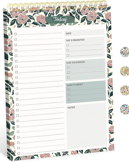Taja To Do List Notepad - To Do List Notebook for Work with 52 Sheets, Undated Daily Planner Perfect for Daily Tasks and Goal Setting, Notepad Suitable for Office, Home & School - Rose Meadow