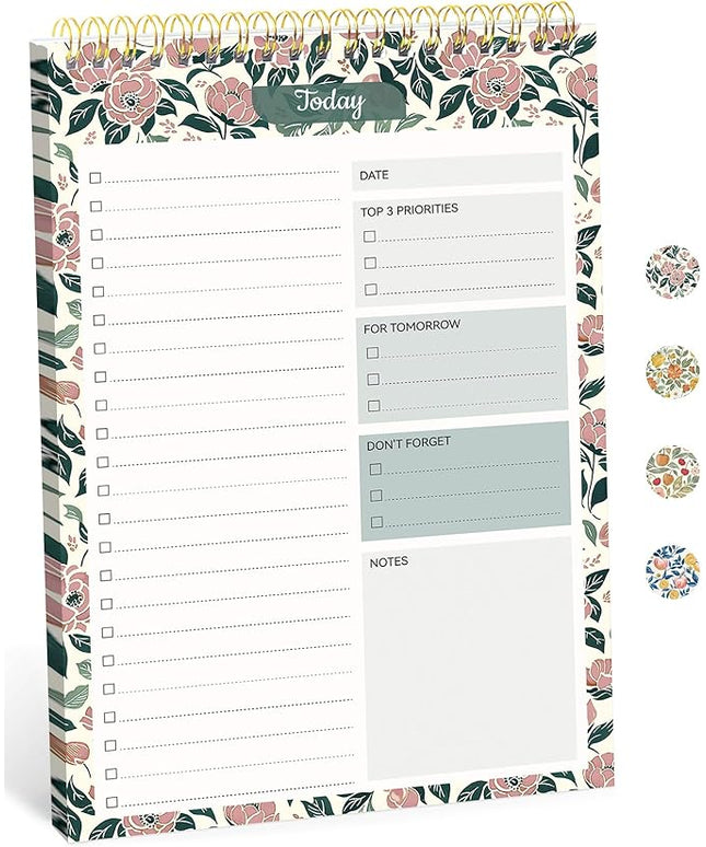 Taja To Do List Notepad - To Do List Notebook for Work with 52 Sheets, Undated Daily Planner Perfect for Daily Tasks and Goal Setting, Notepad Suitable for Office, Home & School - Rose Meadow