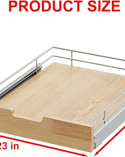 Sikarou Pull Out Cabinet Organizer,Heavy-Duty Slide Out Shelf, Wood And Wire Basket, Pull Out Drawer for for Kitchen Under Sink Space, Pantry, Bathroom (23 * 21 WM)