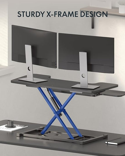 FLEXISPOT 36-inch Standing Desk Converter Height Adjustable Sit to Stand Up Workstation, Dual Monitor and Laptop Riser with Wide Keyboard Tray, Black