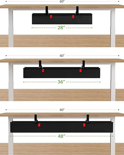 KEEGH No Drill Under Desk Cable Management Tray - 28" Cord Management Under Desk - Clamp/Screw Mount - Support Upto 70lbs - Fabric Wire Management - Gaming/PC Cable Tray Cord Hiders for Office/Home