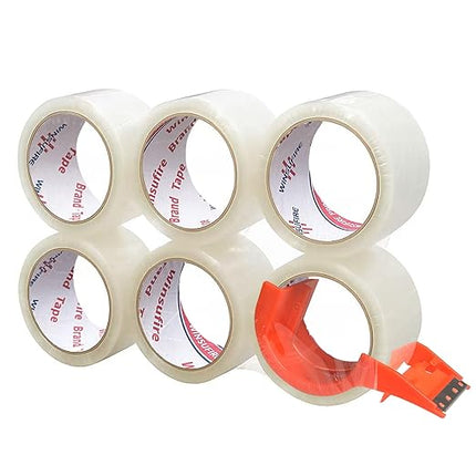 WINSUFIRE Heavy Duty Packing Tape for Shipping, Scotch Tape,Total 390Y, 1.88 inch x 65 Yards,6 Pack Clear Packing Tape, Scotch Packaging Tape with Dispenser