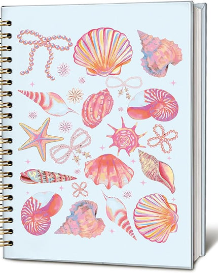 LIANHW Beach Pink Seashell Notebook, Preppy Coastal Ocean Notebooks for Note Taking, Ocean Conch Journal, Aesthetic Beachy Journals for Writing, Gifts for Beach Lovers, 5.5x8.3 Inch