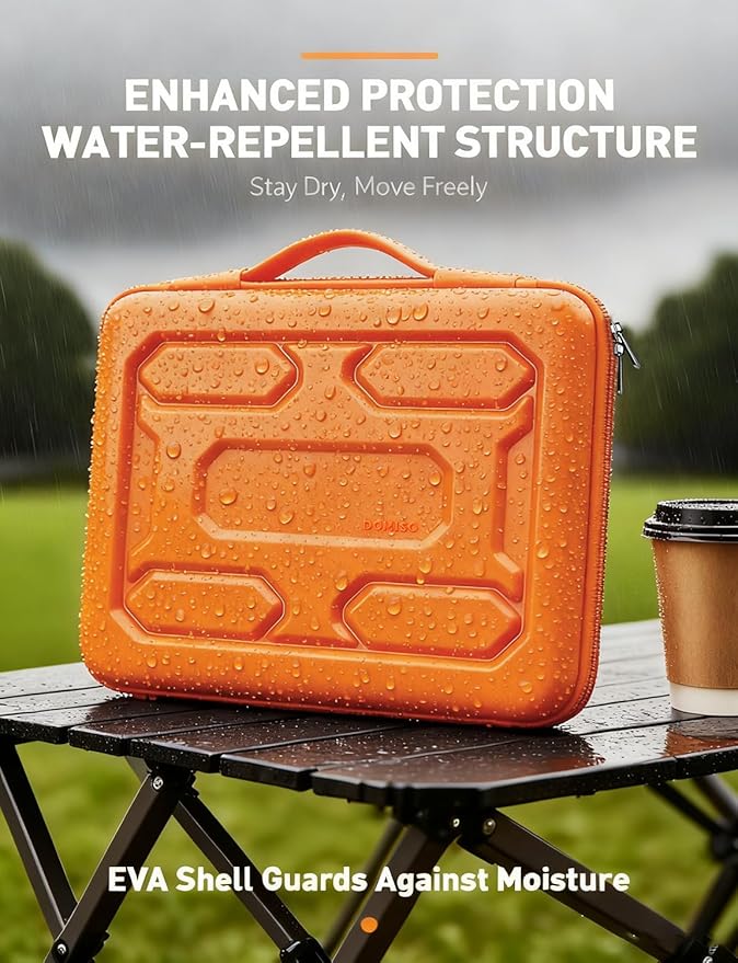 DOMISO 13.3 inch Laptop Sleeve with Handle Shockproof Computer Bag Waterproof EVA Protective Carrying Case for 13-13.3 inch Notebooks/13 MacBook Air/MacBook Pro Retina/Dell XPS 13/HP,Orange