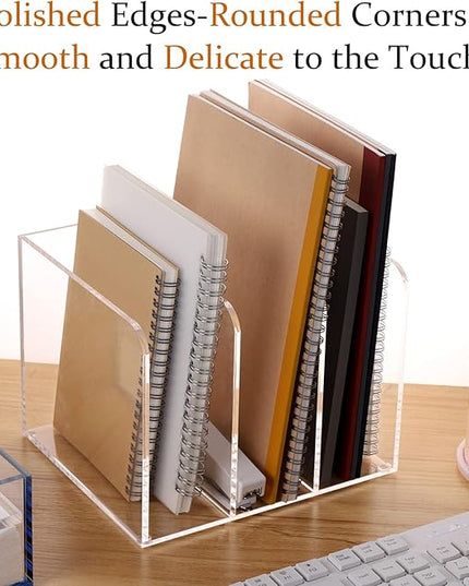Magazine Holder, Clear Acrylic Magazine Rack, File Organizer for Office Desk, Book Organizer,-One-Piece-3 Vertical spaces,1 pack (B5)……