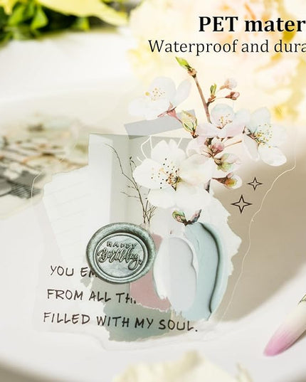 AuriicLeaf Vintage Botanical PET Sticker Set, 120PCS Floral and Leaf Ephemera Stickers for Journaling, Scrapbooking, DIY Crafts, and Art Projects