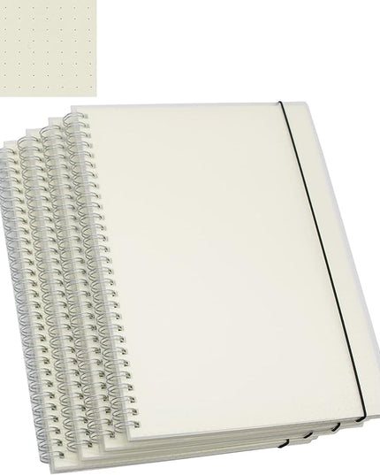 Yansanido Spiral Notebook, 4 Pcs 10.1 Inch x 7.6 Inch B5 Thick Plastic Translucent Frosting Hardcover Dot Paper 80 Sheets -160 Pages Journals for Study and Notes (B5 7.3"X 10"-Dot Grid 4pcs)