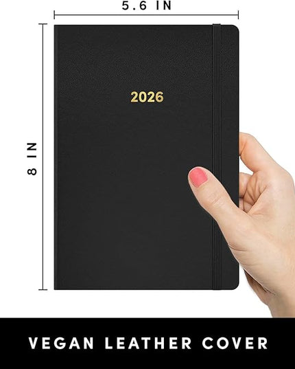 PAPERAGE 2026 Weekly & Monthly Planner, 12 Months (January 2026 - December 2026), 5.6 in x 8 in, Hardcover 2026 Planner with Weekly & Monthly Spreads, Note Pages, Stickers & Back Pocket – Black