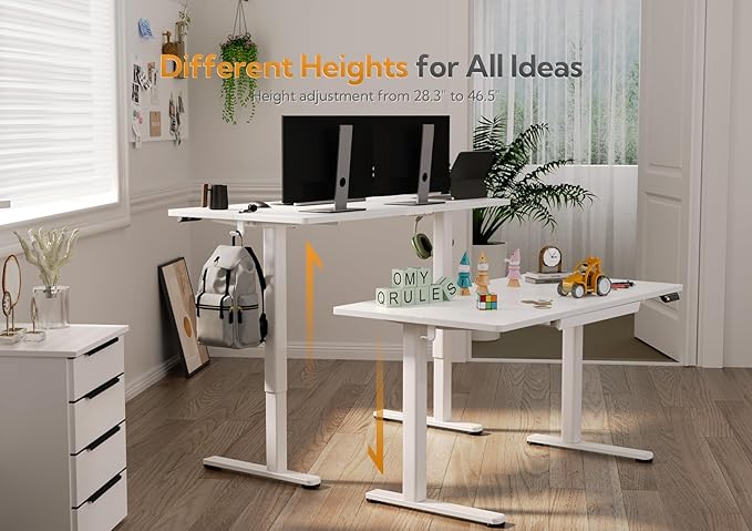 YDN Standing Desk with Drawers, Stand Up Electric Standing Desk Adjustable Height, Sit Stand Desk Computer Workstation, 40 Inch, White