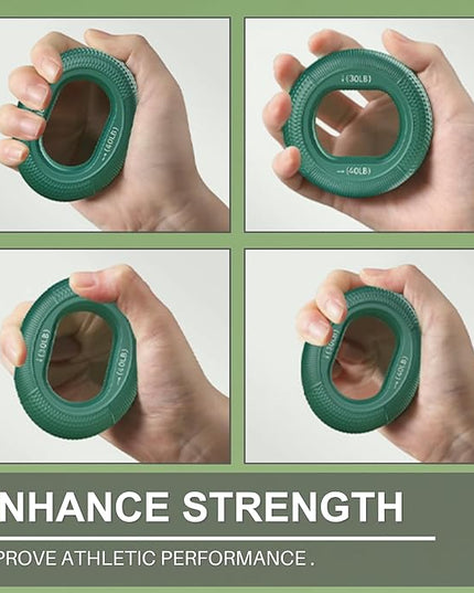 LEZER Hand Grip Strengthener, Finger Exerciser, Forearm Ring, Silicone Squeezer, Muscle Training, Fitness Workout, Physical Therapy, Set of 3, 20-60 LBS