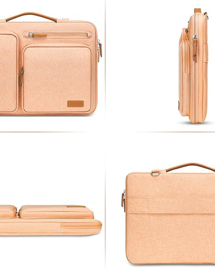 MOSISO 360 Protective Laptop Shoulder Bag,15-15.6 inch Computer Bags Compatible with MacBook Pro 16 inch, HP, Dell, Lenovo, Asus Notebook,Side Open Messenger Bag with 4 Zipper Pockets, Pastel Orange