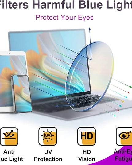 VISOONE Blue Light Blocking Glasses Square with Anti Computer Glare for Gaming Women and Men MONTANA