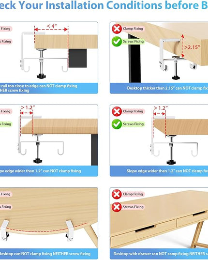KEEGH No Drill Under Desk Cable Management Tray - 28" Cord Management Under Desk - Clamp/Screw Mount - Support Upto 70lbs - Fabric Wire Management - Gaming/PC Cable Raceways for Office/Home, White