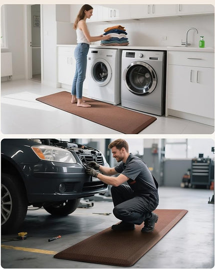 Ophanie Kitchen Mats for Floor, 3/4 Inch Thick Kitchen Rugs, 24'' x 70'' Anti Fatigue Standing Cushioned Mat, Waterproof,Comfort Ergonomic Mat for Office, Home, Sink, Brown Non-Slip Bottom