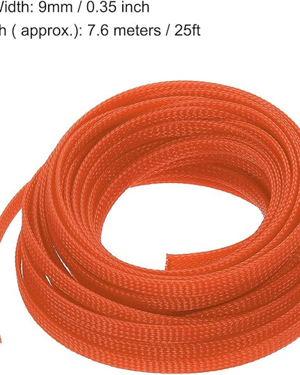 uxcell PET Expandable Sleeving 25ft 1/4" Orange Cable Management Sleeve Cord Organizer for Wrap Protect Cable