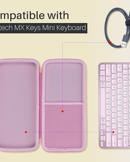 Hard Carry Case Compatible with Logitech MX Keys Mini Minimalist Illuminated Keyboard (Rose Case)