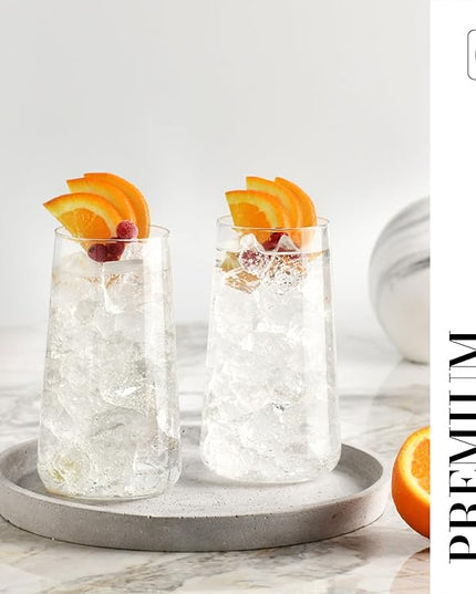 Krosno Water Glasses, Set of 6, Capacity 20 fl oz, Infinity Collection, Thin Highball Glasses,Clear Tall Glass Cups For Water, Juice, Drinks, and Cocktails, Dishwasher Safe, Made in Europe