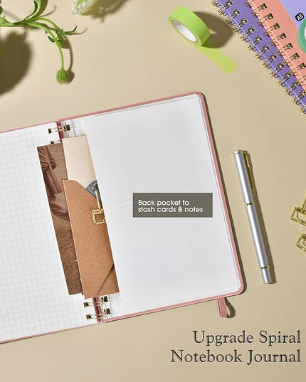 Graph Spiral Journal Notebook, A5 Hardcover Spiral Journals for Women Men, 100 GSM Graph Paper Notebooks, 150 Pages Spiral Bound Grid Notebook for Writing Note Taking Work 5.75" x 8.38", Blush Pink