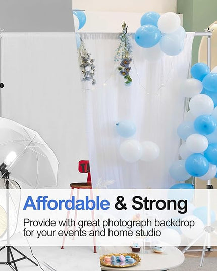 EMART Backdrop Stand 10x8.5ft(WxH) Photo Studio Adjustable Background Stand Support kit with 2 Crossbars, 8 Clamps, 2 Sandbags and Carry Bag for Parties, Events Decoration, Wedding, Photography-Silver