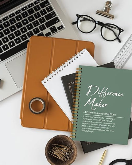 OXW Green Notebooks for Work, Difference Maker Gift Meeting Notebook Journal for Writing, Employee Appreciation Gifts, Thank You Gifts for Women Men Leader Mentor Boss Manager, 5.5"x8.3"