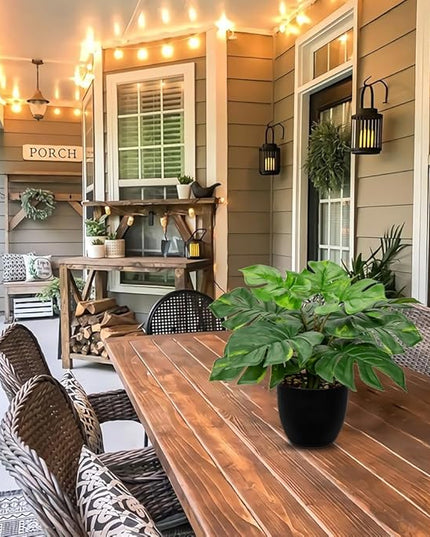 Hollyone Artificial Monstera Plant Faux Monstera Plant Potted Fake Tropical Plants in Black Pot for Indoor Outdoor Home Desk Office Garden Farmhouse Decoration