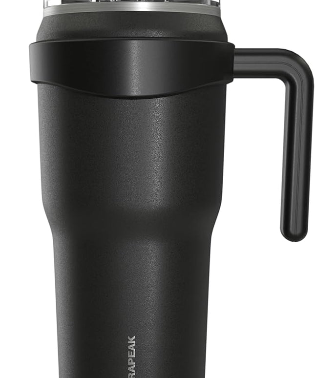Hydrapeak Roadster 40oz Stainless Steel Tumbler Double Wall Vacuum Insulated Water Bottle With Handle And 2 in 1 Straw Lid (Black)