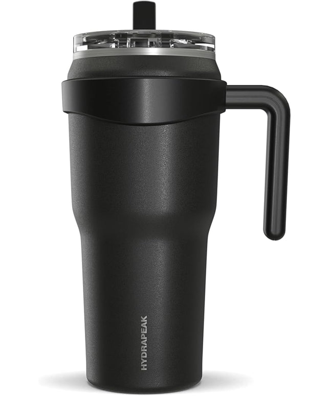 Hydrapeak Roadster 40oz Stainless Steel Tumbler Double Wall Vacuum Insulated Water Bottle With Handle And 2 in 1 Straw Lid (Black)
