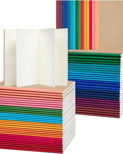60 Pack Mini Pocket Blank Notebook Bulk, 3.5x5.5Kraft Cover with Rainbow Spines, Journals Bulk, 30 Sheets/60 Pages, Small Notebooks for Traveler, Students, School Supplies(Blank-60 pack)