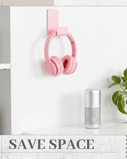 Weewooday 4 Pieces Headphone Hanger Holder Desk Adhesive Headphone Hook Wall Mount Headset Stand Acrylic Holder with Glues for General Purpose Game Earphone (Pink)