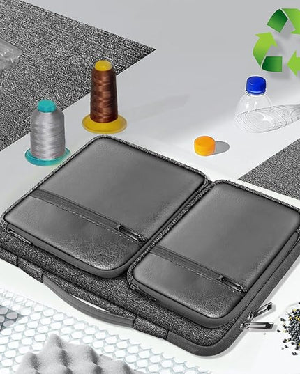 Hseok Laptop Case 15 15.6 16 inch Sleeve with Handle and Hidden Strap,Compatible with MacBook Pro 15.4 16, 360° Protective PC Briefcase with 4 Pockets for Laptop Accessory,Easy to Carrying,Silver gray