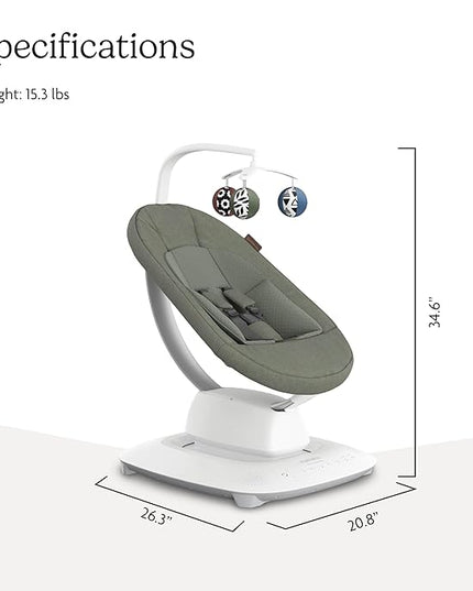 UPPAbaby Mamaroo Smart Swing – Customizable Soothing Modes with MotionSync Technology – Infant Recline + Bluetooth Enabled – Included Newborn Insert – Camila (Dark Green Mélange)