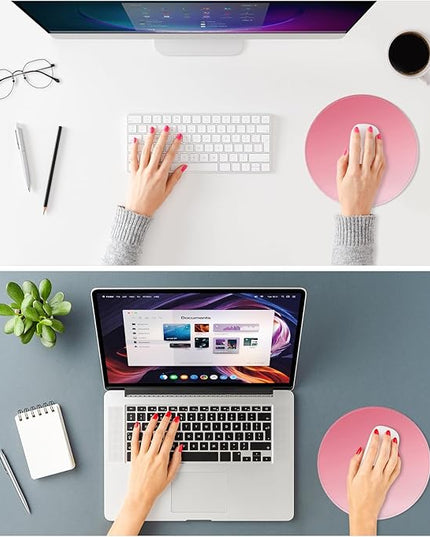 ITNRSIIET Mouse Pad Non-Slip Rubber Base Smooth Surface Stitched Edges Waterproof Durable Compatible with All Mice for Office & Gaming, Desk Accessory, Diameter 8.7 inch, Rose Gradient