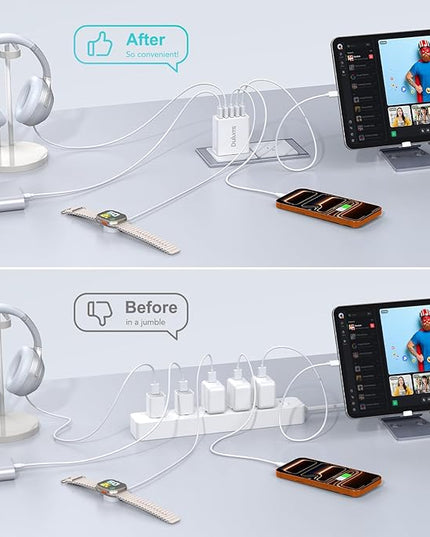 50W USB Wall Charger Block,2Pack 5-Port Charger Fast Charging Block QC 3.0 Multiport Box Brick Cube USB A Wall Plug for iPhone 17/16/15/14 Pro Max Plus, iPad,Galaxy, LG, Moto, Android Phones,AirPorts
