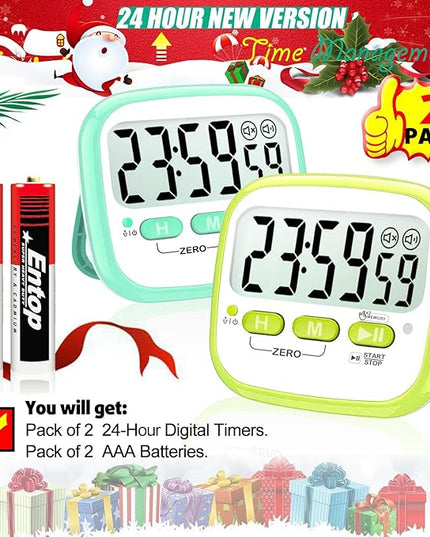 Antonki 2 Pack Classroom Timers for Kids Teachers, Magnetic Countdown Digital Kitchen Timer for Cooking, Study, Exercise, Games, Time Mangement - Loud/Silent Mode - Battery Included